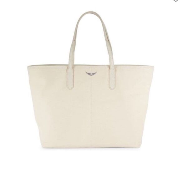$448 Zadig & Voltaire Mick Wings Canvas Tote NWT WHITE - Picture 1 of 8